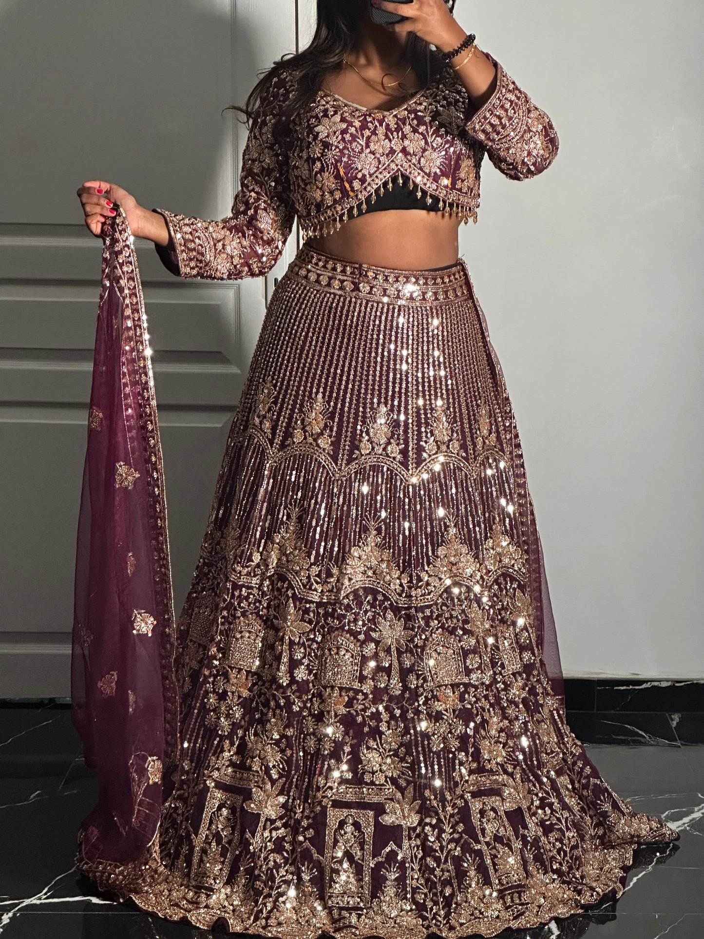 Lehenga Royal Grenat
