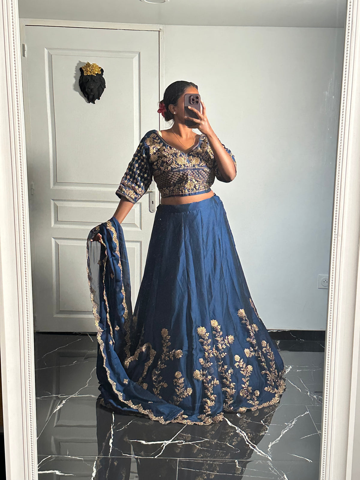 Lehenga Nilani bleu