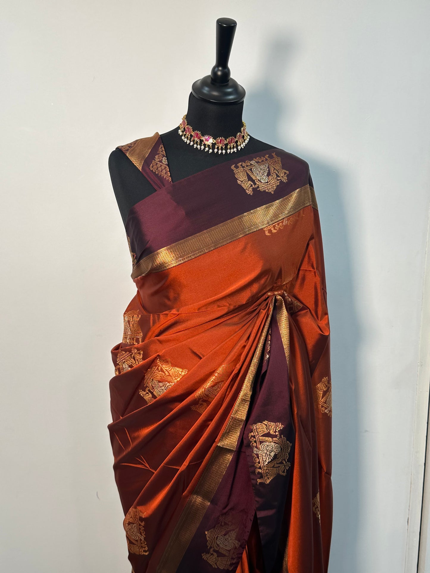 Sari Soft Silk – Terracotta & Prune