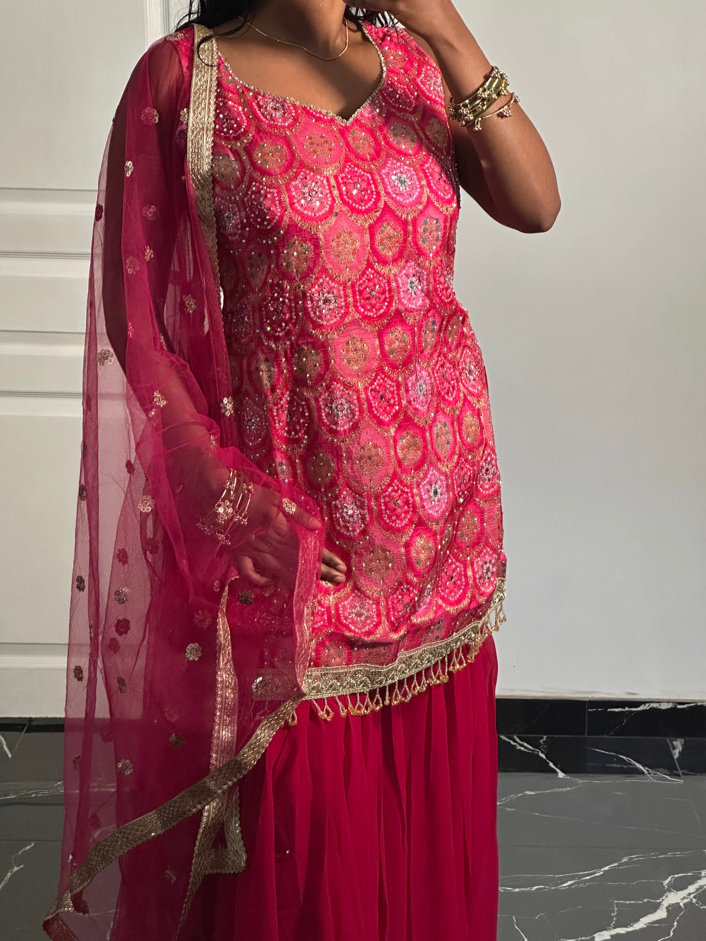 Salwar Fushia royale