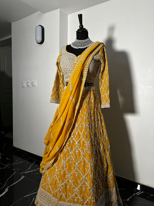 Lehenga jaune moutarde