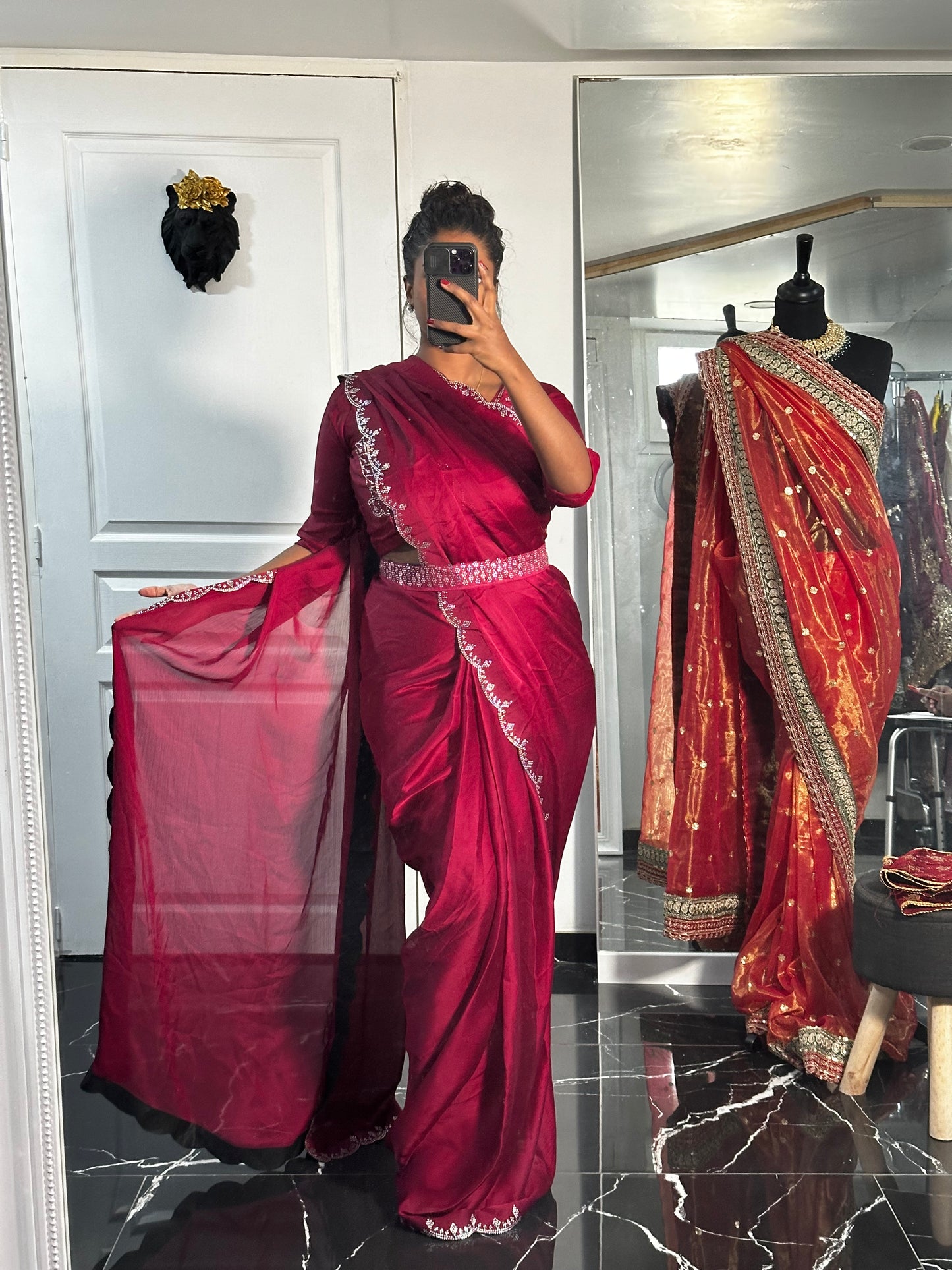 Magenta one minute saree