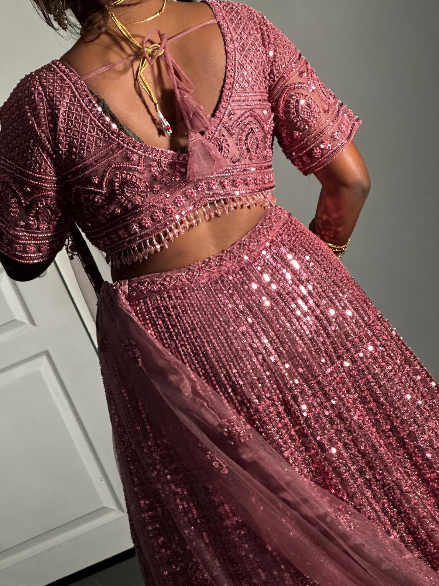 Lehenga rose poudré