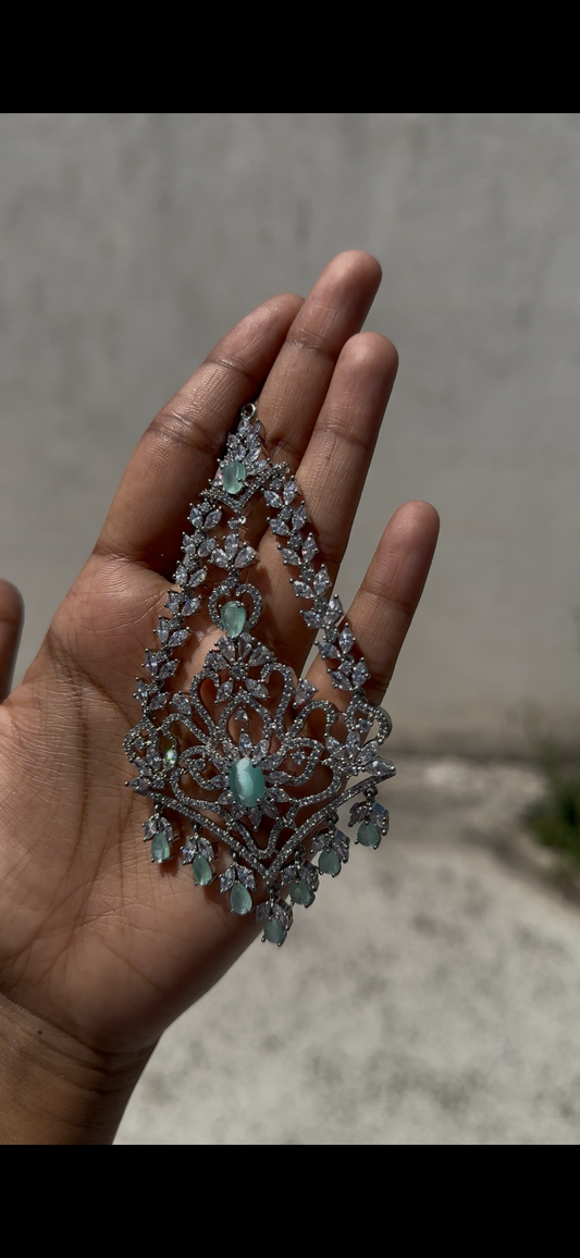 Jhoomar Argenté Vert d’Eau en Zirconia