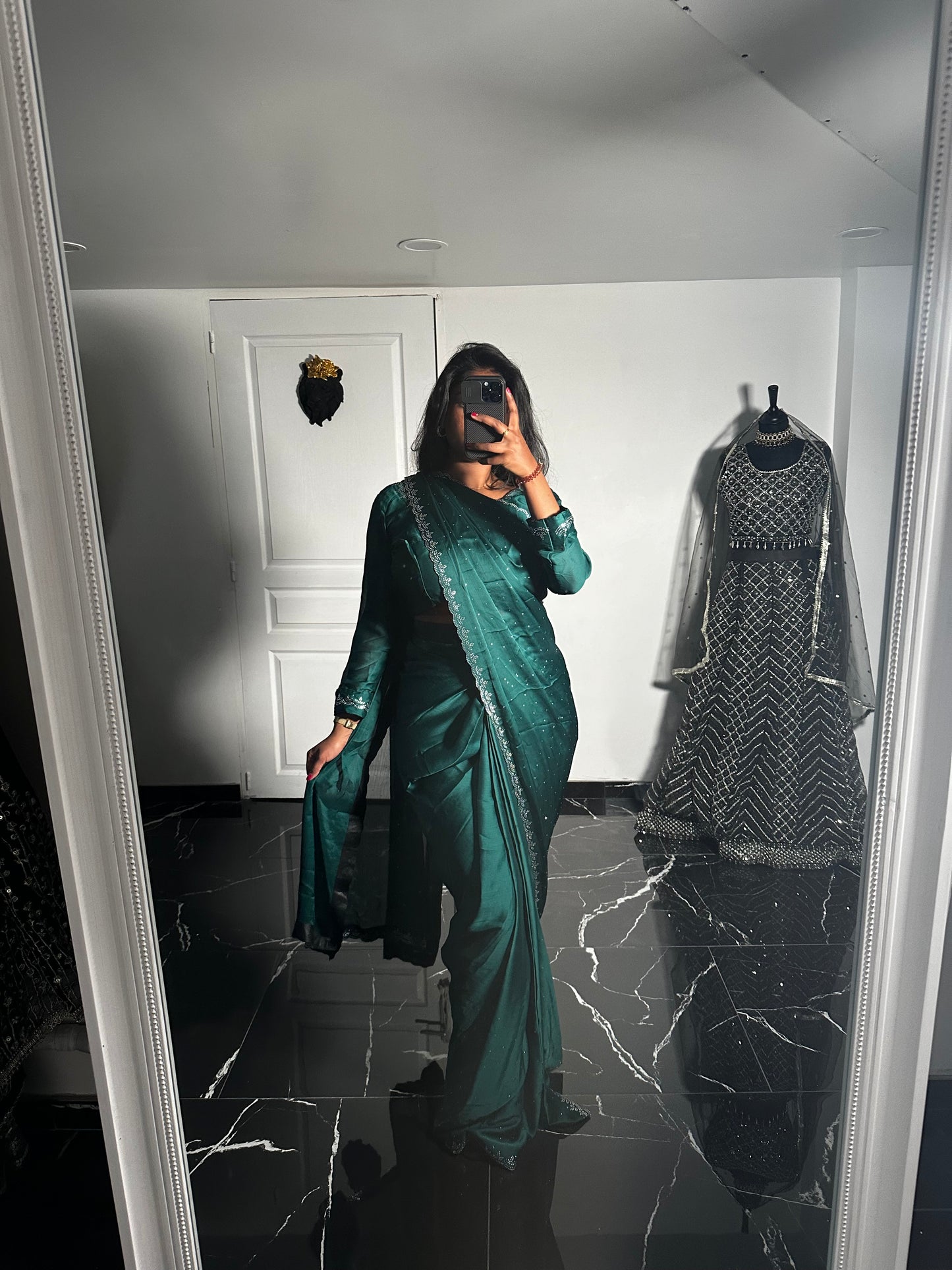 One minute saree vert sapin