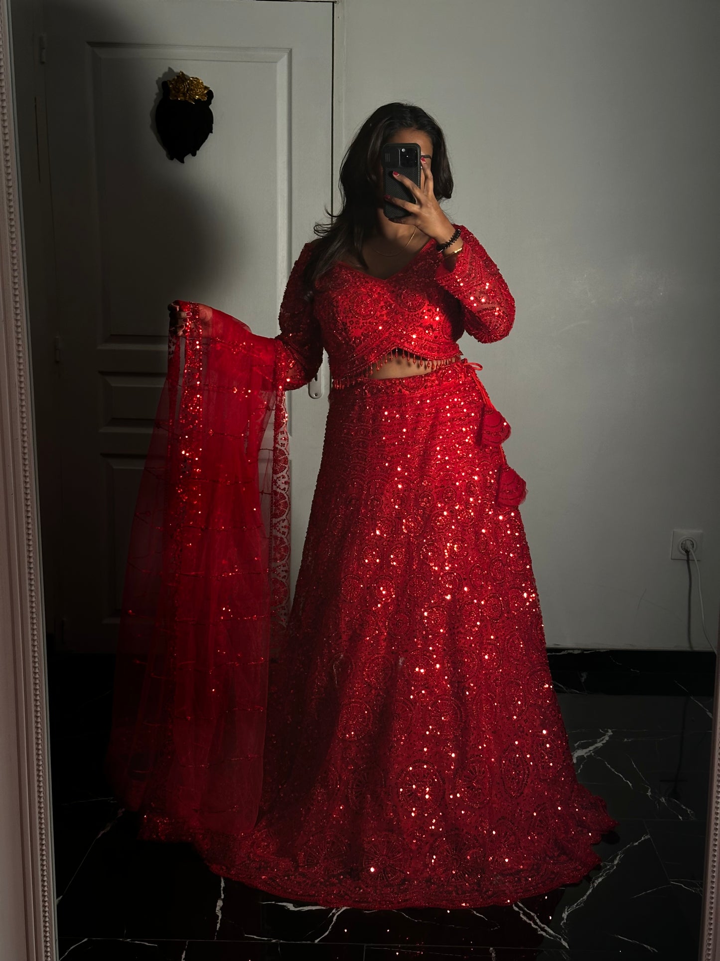Lehenga Rouge Impérial