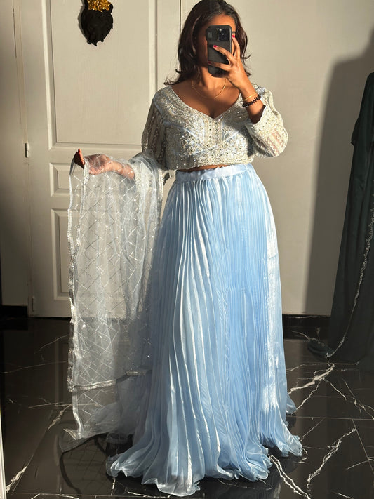 Lehenga Bleu Glacé