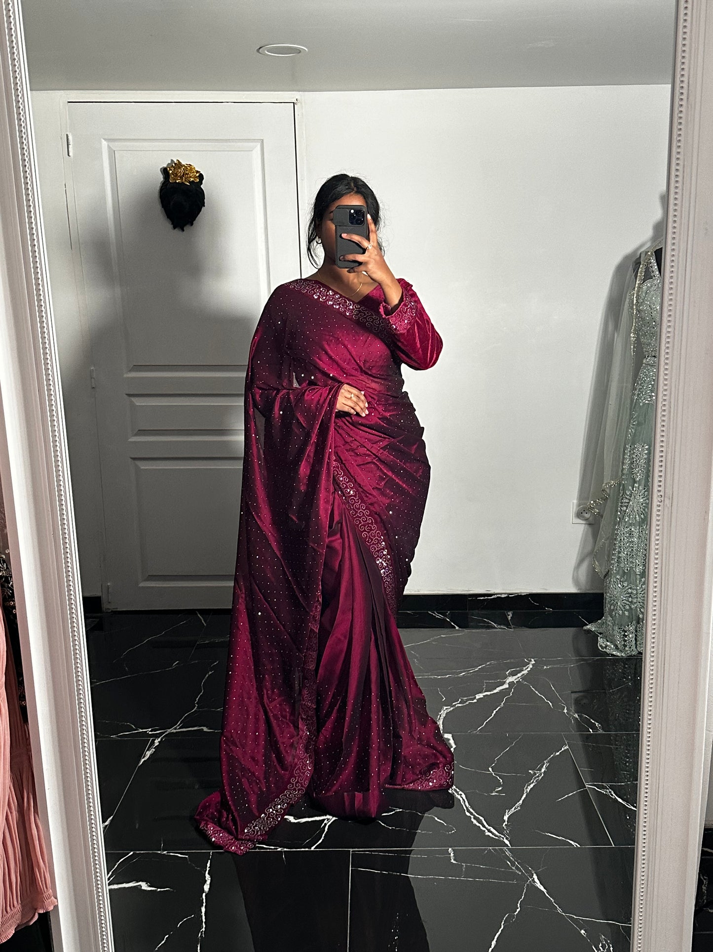 One minute saree magenta