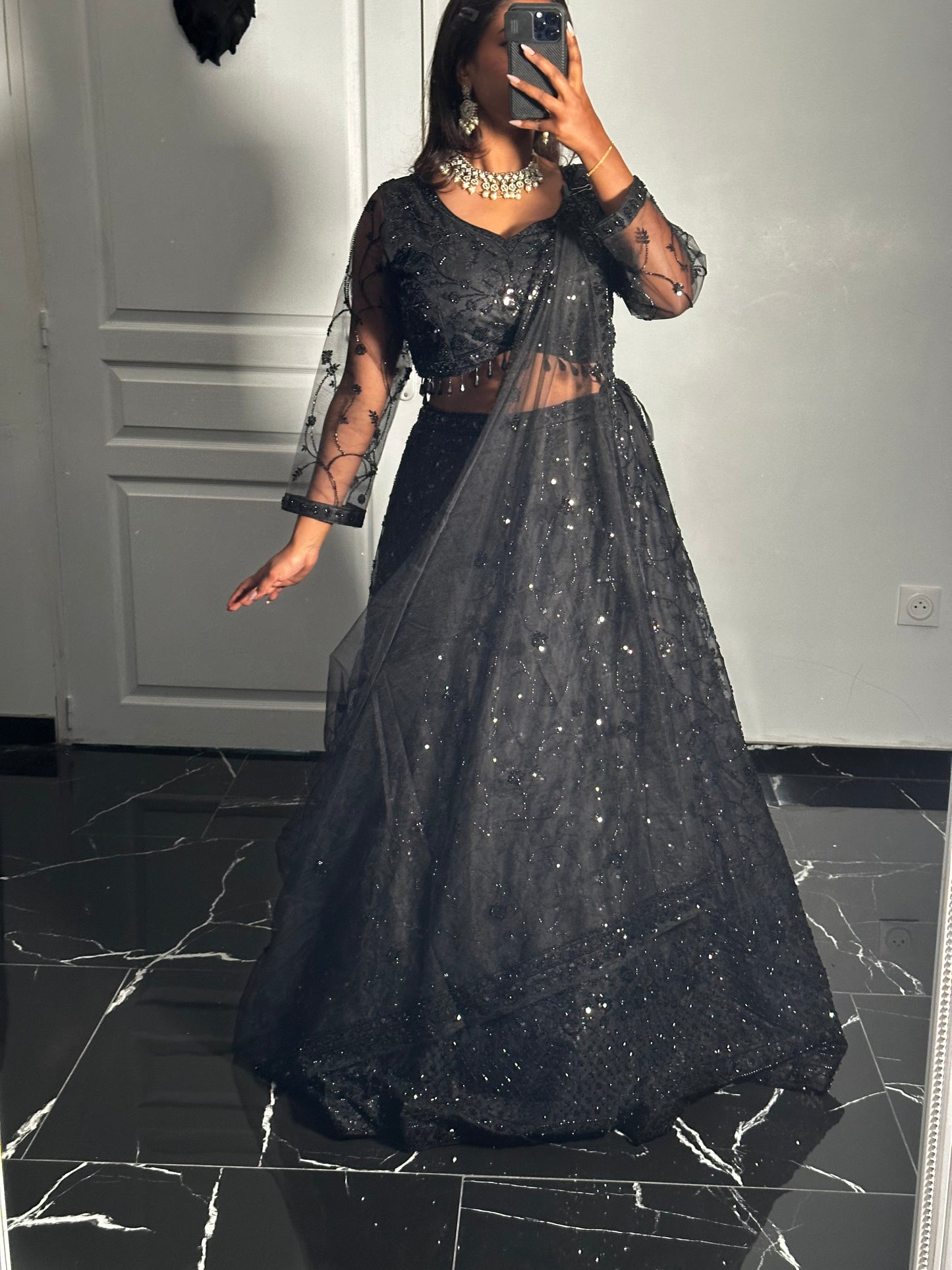 Lehenga noir intense