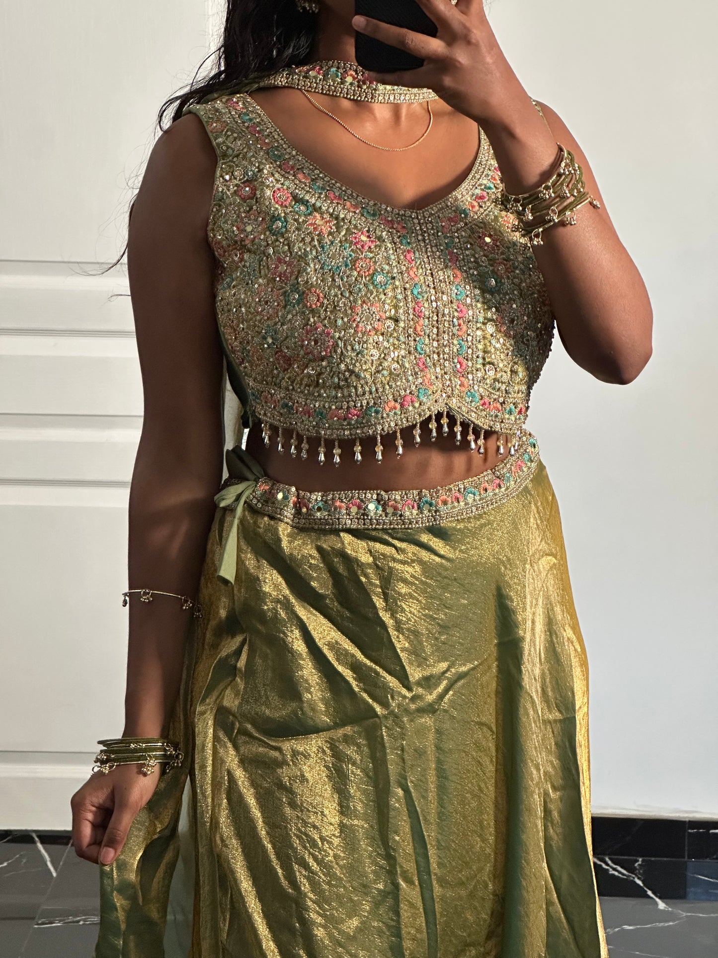 Lehenga Vert olive