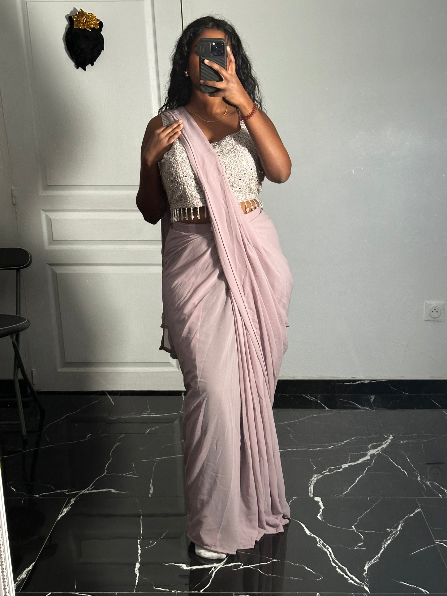 Gown top saree et jacket