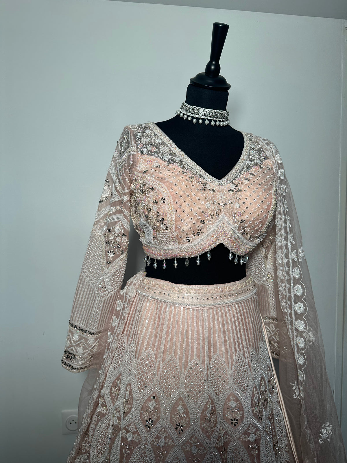 Lehenga rose saumon