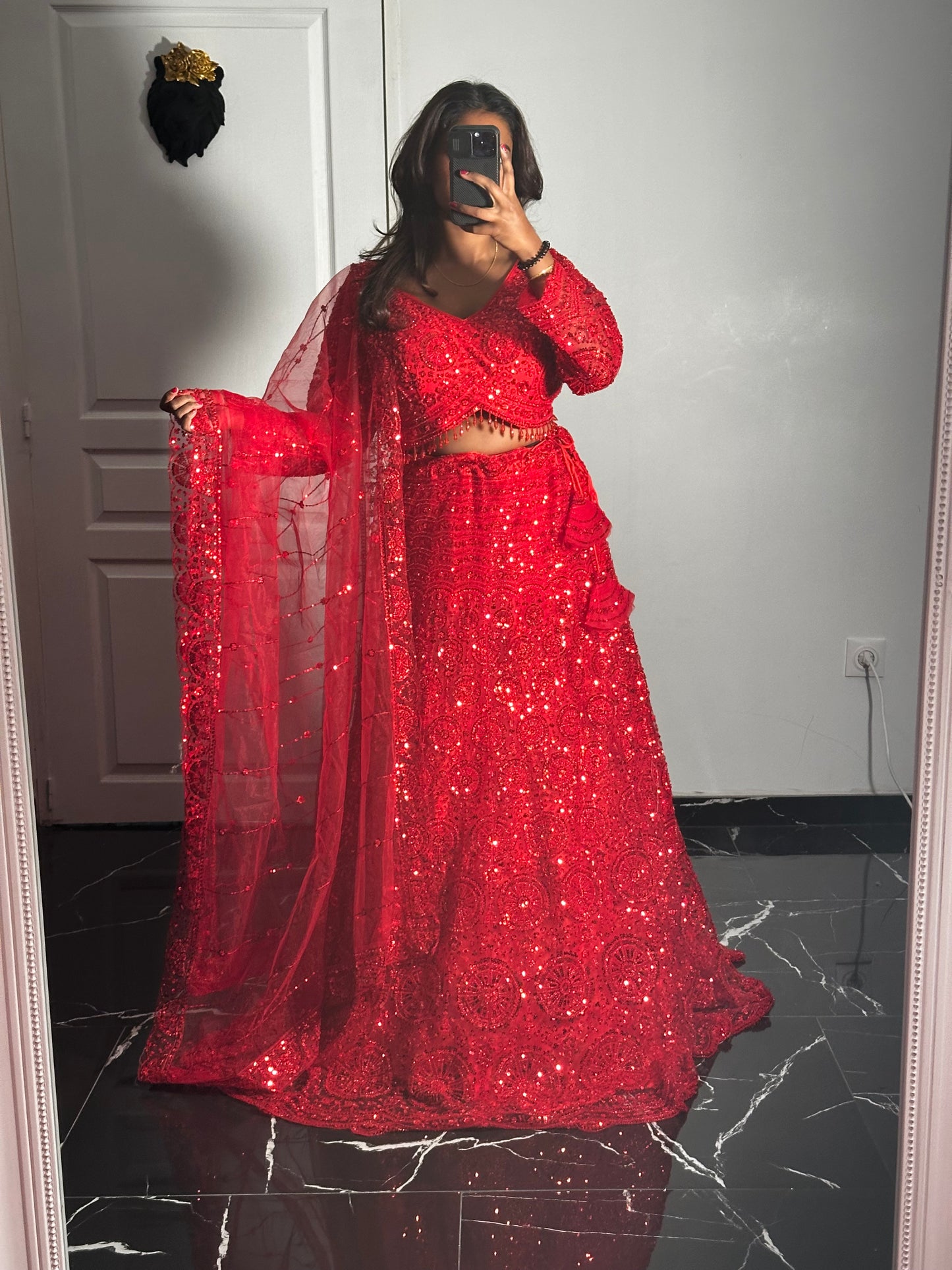 Lehenga Rouge Impérial