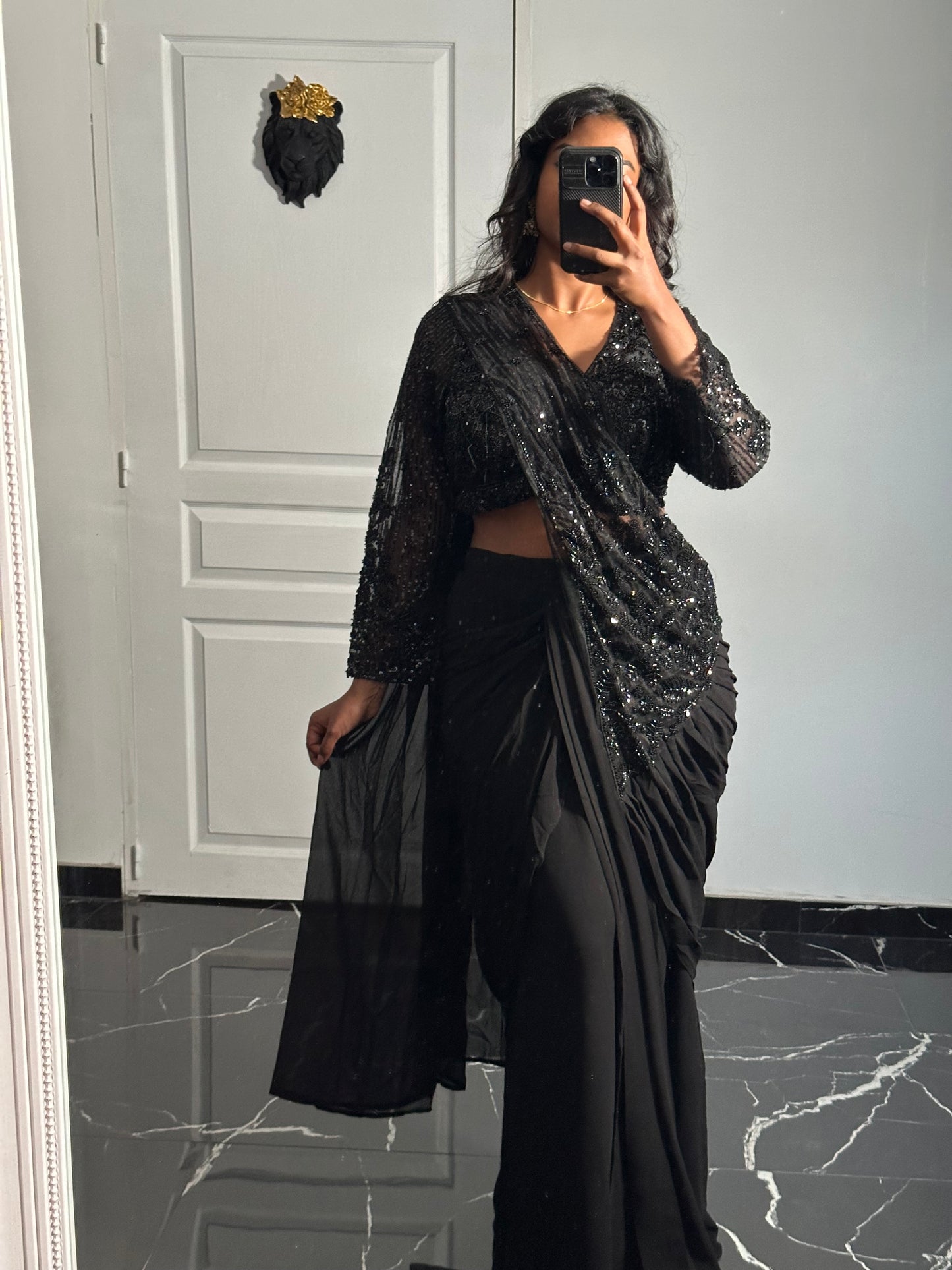 Black saree design