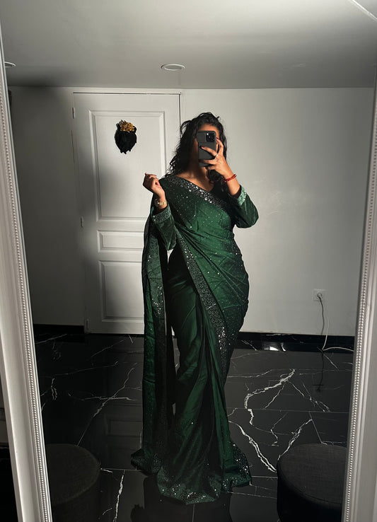 One minute Saree vert