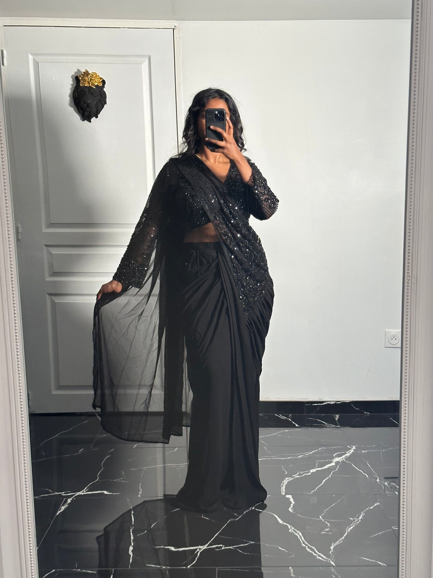 Black saree design