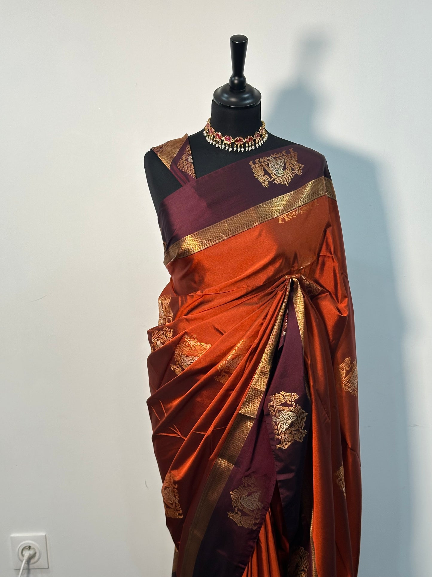Sari Soft Silk – Terracotta & Prune