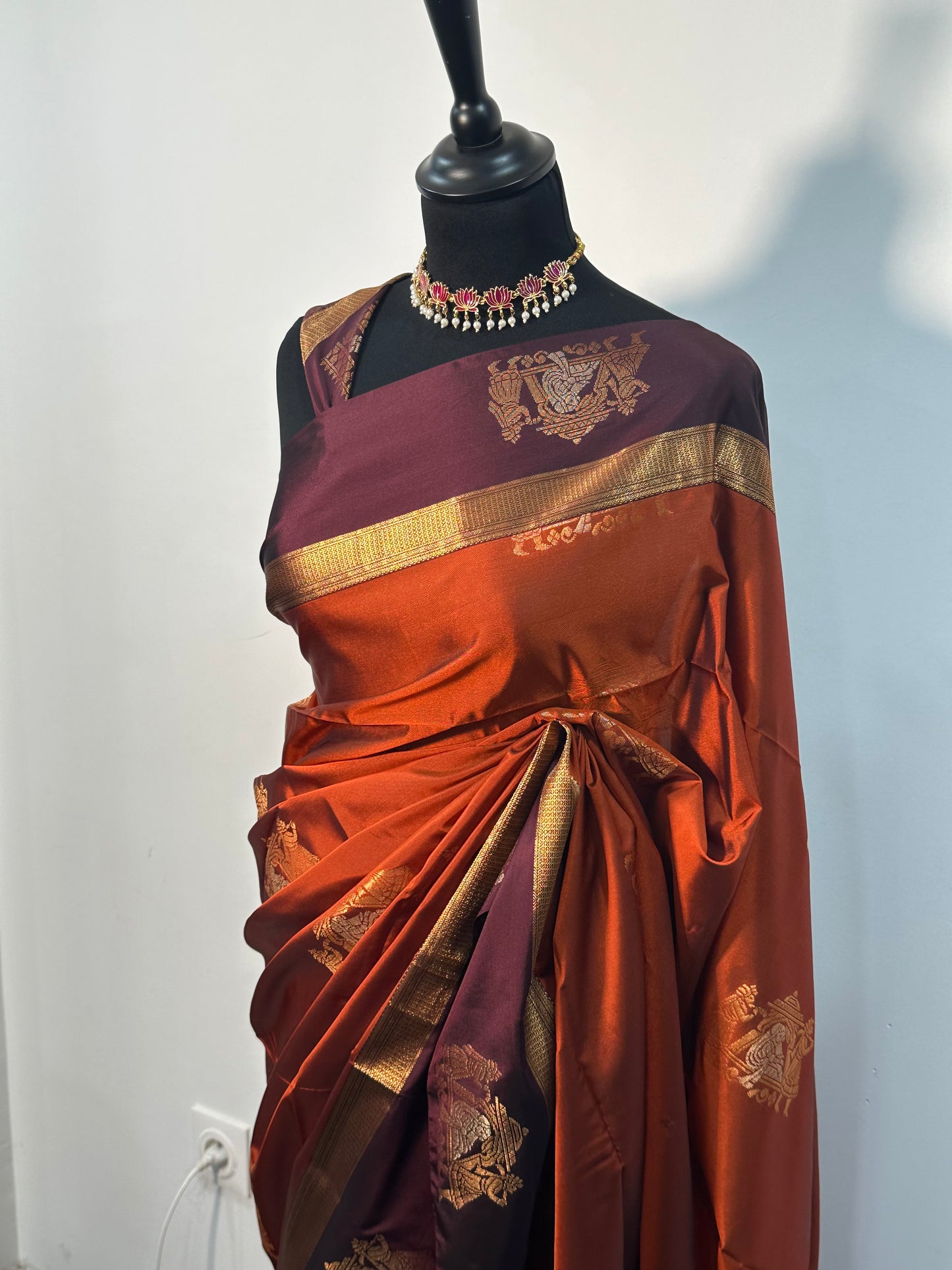 Sari Soft Silk – Terracotta & Prune