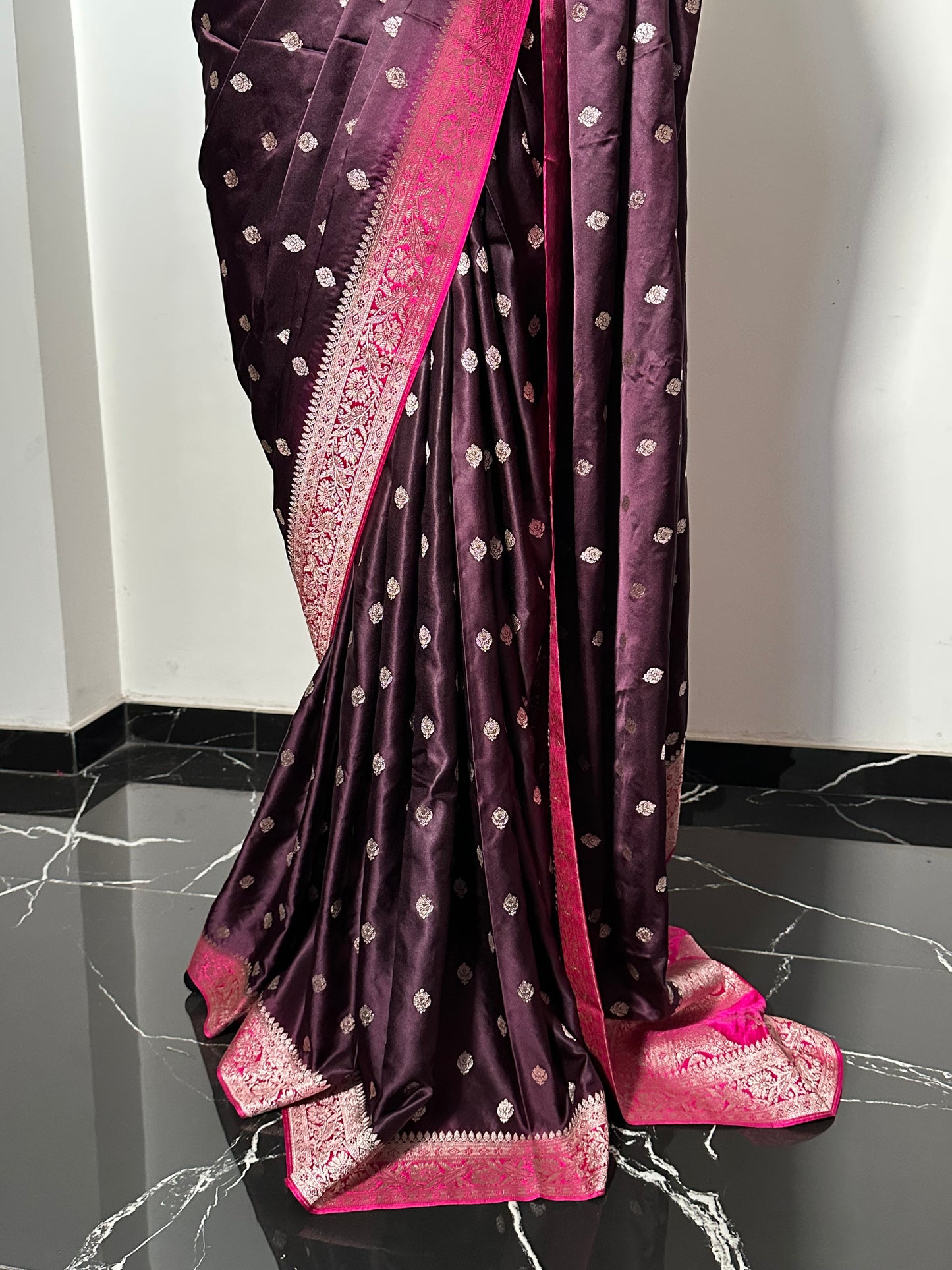 Banarasi Mashru Silk Prune