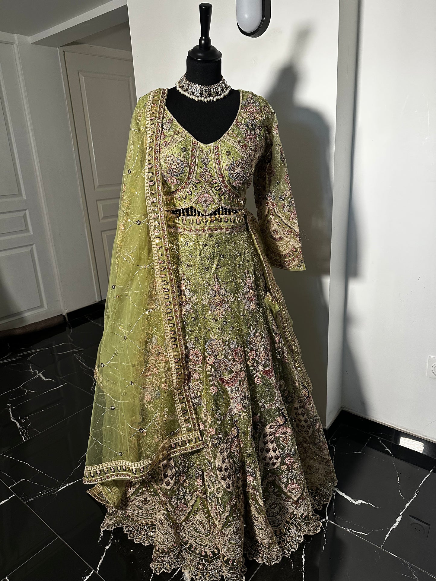 Lehenga pistache