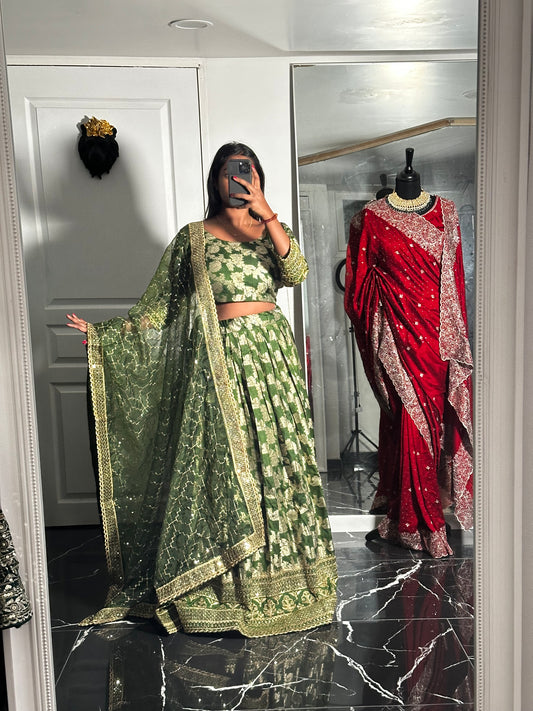 Vert olive lehenga