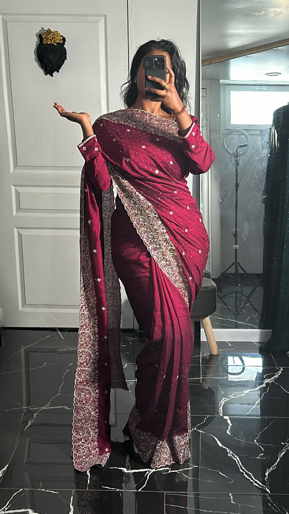 PRETTY prune 1 minute saree