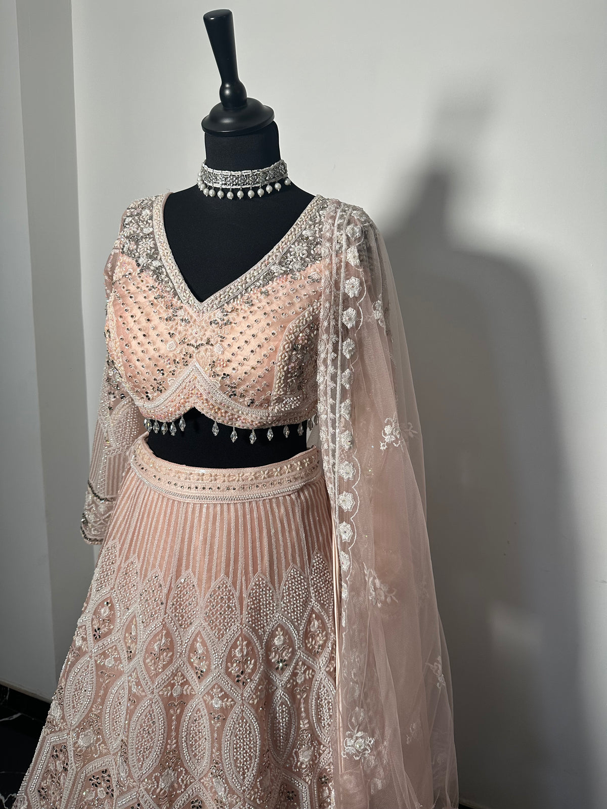 Lehenga rose saumon