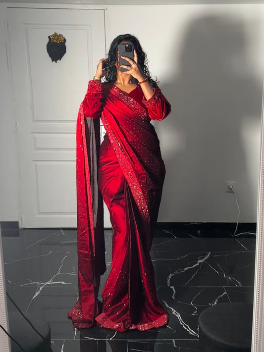 One minute Saree rouge