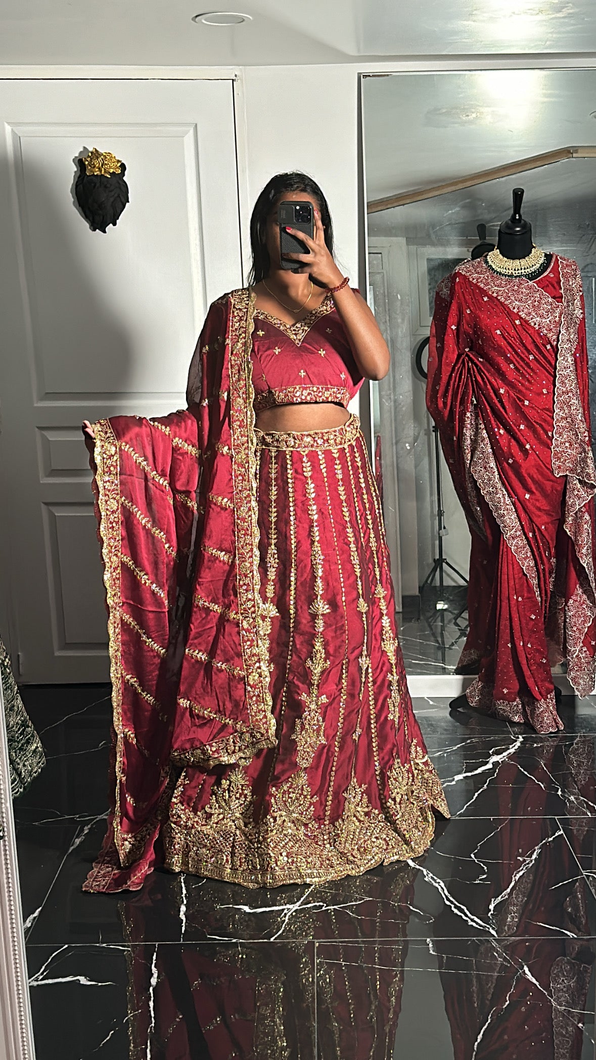 Red & gold lehenga